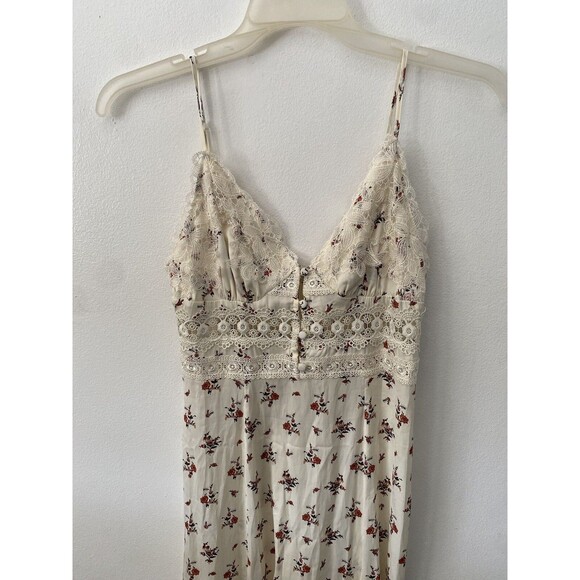 INTIMATELY FREE PEOPLE OUT & ABOUT MAXI SLIP DRESS IVORY FLORAL SIZE Small $128 - Picture 6 of 10